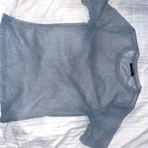 SHEER Zara Trafaluc silver t-shirt
